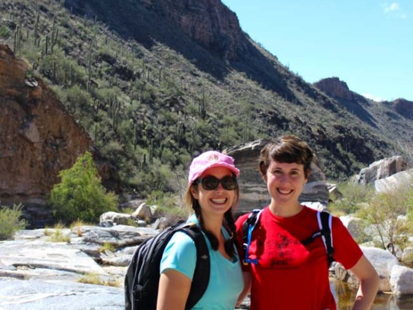 Portrait, Two Young Women, Hikers, Arizona, Tucson, Bear Canyon Trail, Sabino Mountains, Hiking for Balance