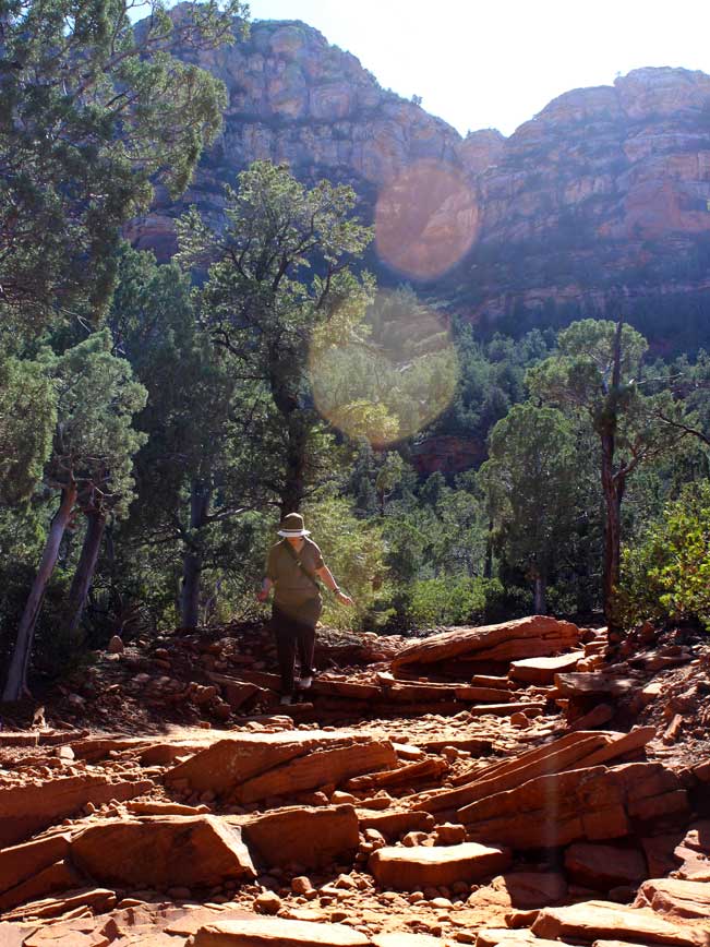 Hiker, Woman, Devil's Bridge Hiking Trail, Hiking, Trail, Canyon, Sedona, Arizona, Red Rocks