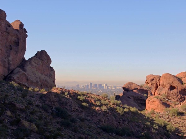 Arizona, Phoenix, Boulders, Camelback Mountain, Echo Canyon Hiking Trail.