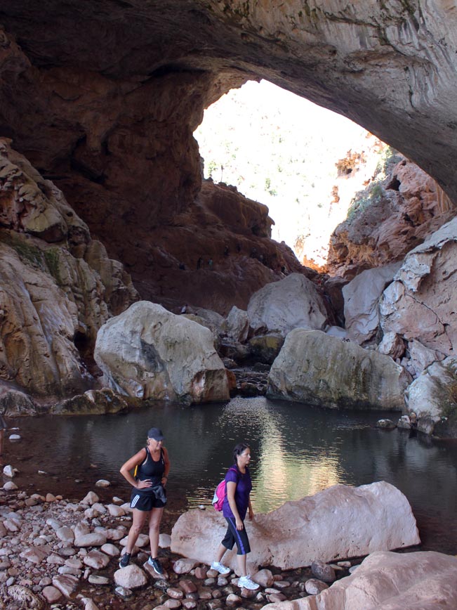 Lanscape, Women, Hikers, Tonto Natural Bridge, Pools, Payson, Arizona, Gowan Hiking Trail