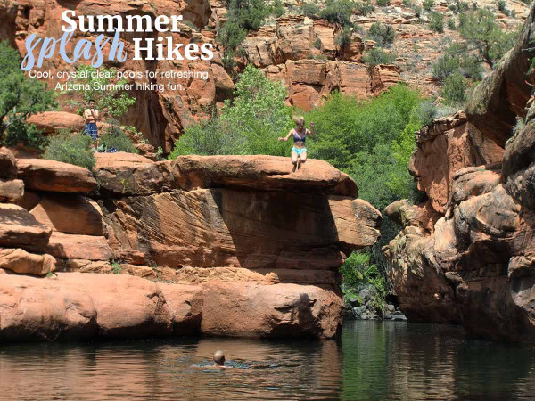Hikers, Swimming Hole, Canyons, Wet Beaver Creek Valley, Arizona, Bell Trail, Sedona, Arizona Water Hikes