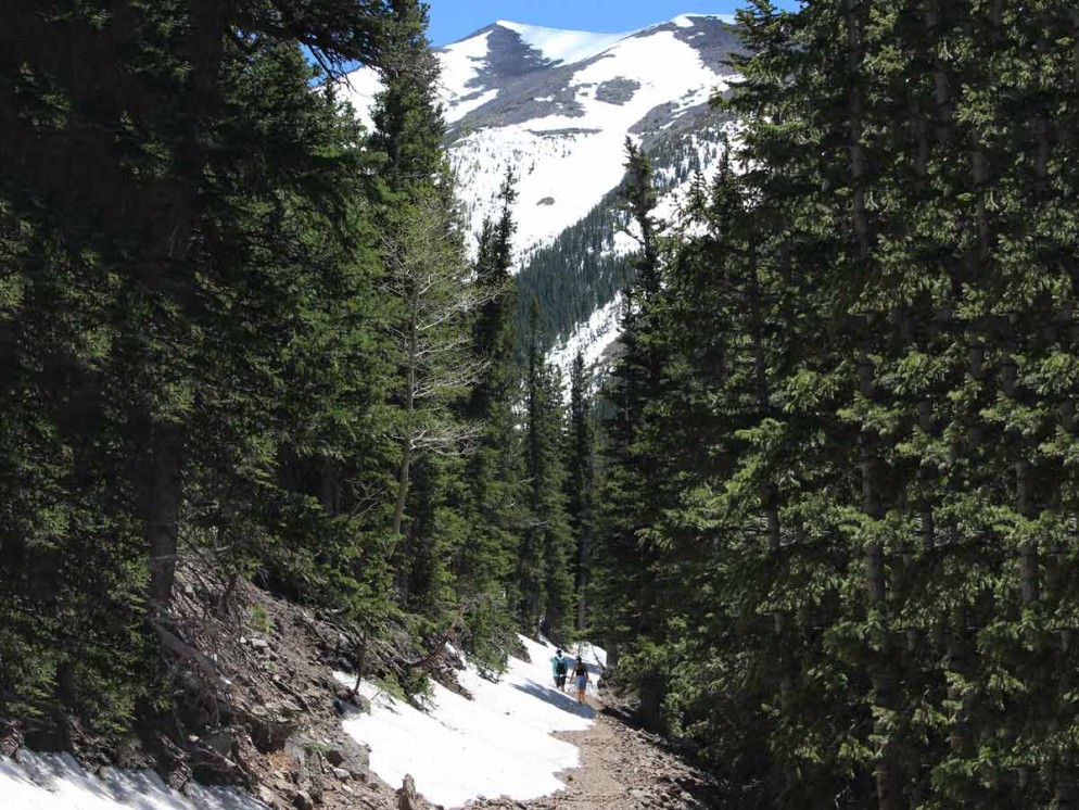 Hikers, Flagstaff, Arizona, Bear Jaw and Abineau Hiking Trail Loop, Snow, Mount Humphreys