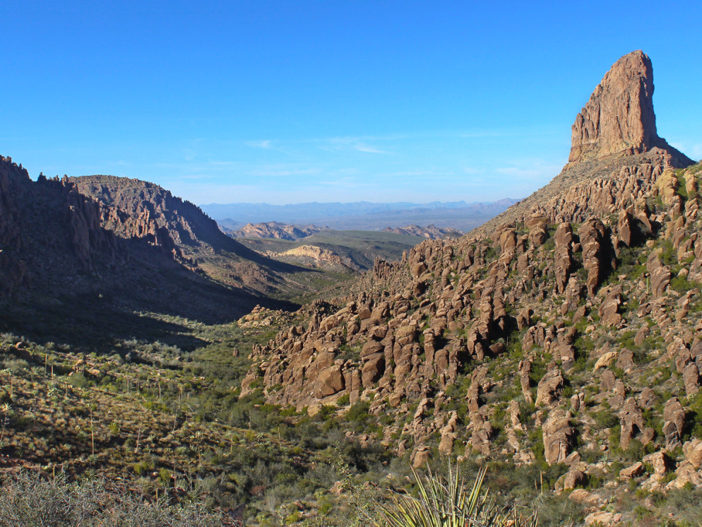 Landscape, View, Weaver's Needle, Arizona, Superstition Mountains, Freemont Saddle, Peralta Hiking Trail.
