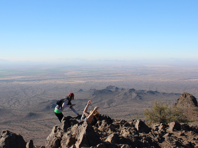 Landscape, View, Hikers, Resting, Top, Hunter Mountain Hiking Trail to Picacho Peak, Tucson, Arizona, Desert