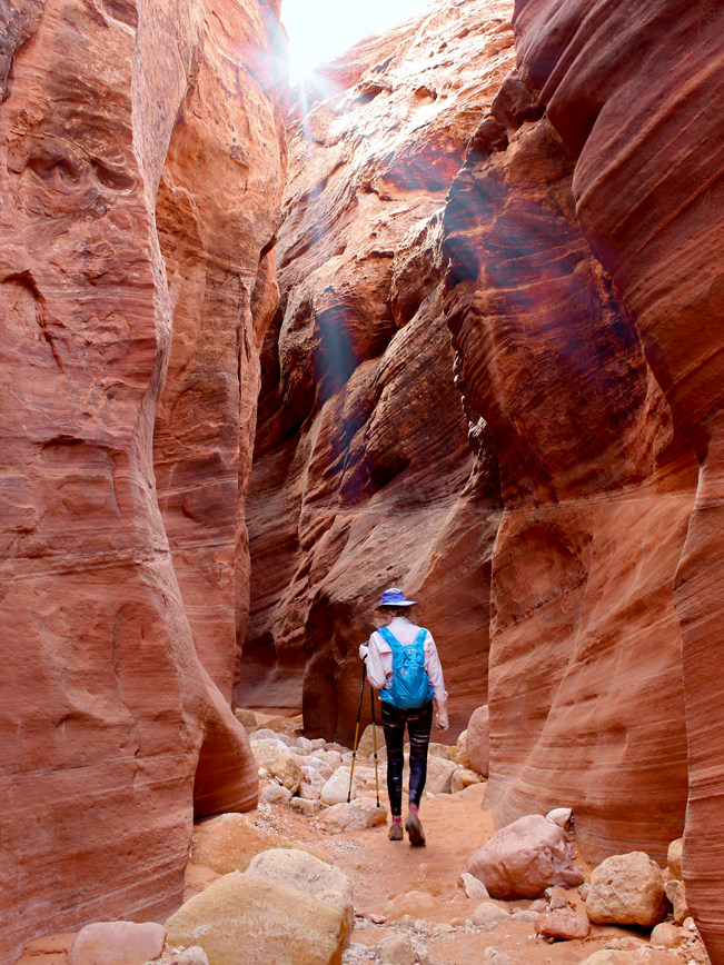 Female, Hiker, Wire Pass, Slot Canyon, Vermillion Cliffs National Monument, Southern Utah, Easy Hikes, Grand Canyon Area