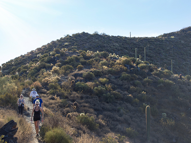 Hikers; Saddle; Black Mountain; Black Mountain Hiking Trail; Cave Creek; Arizona; Phoenix Area Hiking Trails; Central Arizona Hiking Trails; Difficult Hiking Trails; copyright azutopia.com; No use without permission